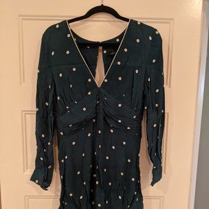 Top Shop - Teal Polkadot Split Back Dress - US 6